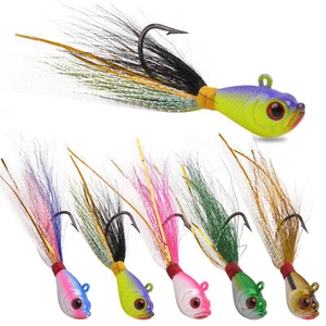 5pcs Bucktail Jigs Saltwater Fluck Lures Bucktail Hair Jigs Fishing Lures 7g-56g - Picture 1 of 15