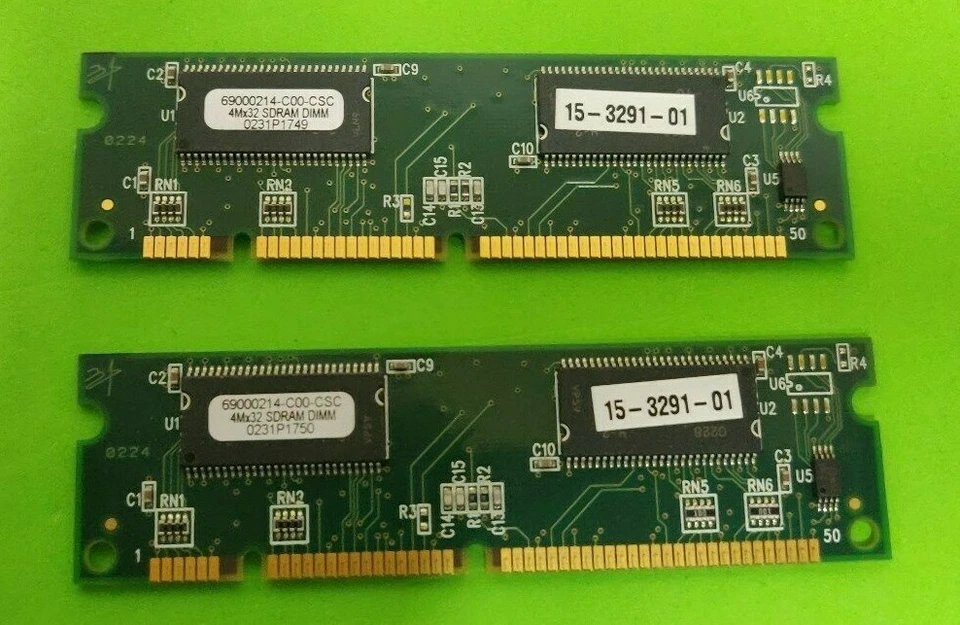 2x Cisco 15-3291-01 100-Pin 16MB SDRAM Memory Modules for Cisco 1700 series - Image 1 of 1