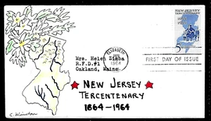 1247 5c Stamp (1964) THE NEW JERSEY STATE TERCENTENARY FDC FROM C. WINSTON !!! - Picture 1 of 1