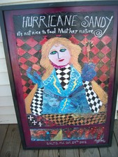 Hurricane Sandy oil painting framed Baltimore MD student artist Outsider Art 