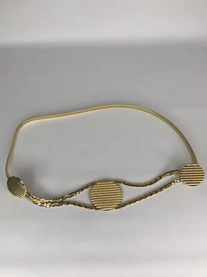 Cinturón de cierre de gancho elástico tono dorado vintage sin marca para mujer usado excelente Foto 1 de 4