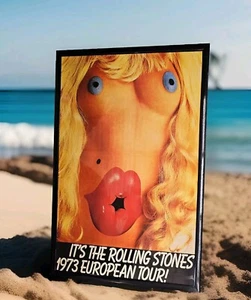 Póster de la gira europea de 1973 de The Rolling Stones, enmarcado - Imagen 1 de 2