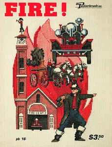 "FIRE" Firemen Firefighter Truck Horses Cross Stitch Pattern Chart Leaflet PB 16 - Picture 1 of 1