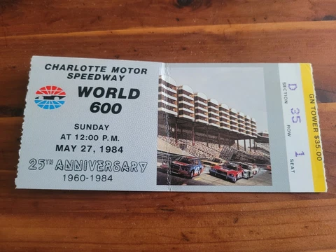 1984 Charlotte Motor Speedway Nascar World 600 Ticket Bobby Allison Winner Cover
