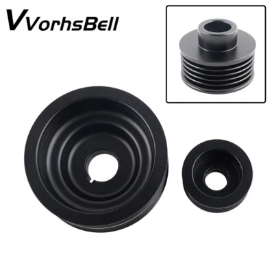 Polia de eixo de manivela preta de alumínio para 2002-2007 Subaru EJ20 Impreza WRX Liberty - Imagem 1 de 4