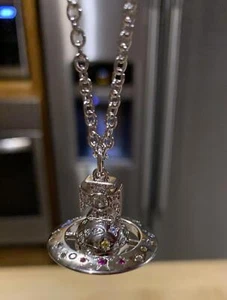 Vivienne Westwood Silver Nana Limited Edition Moon 3D Orb Long Chain Necklace. - Picture 1 of 11