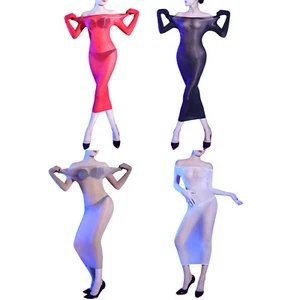 Women Dress Stretchy Skirt Bodycon Lingerie Solid Color Sleepwear Lace Trim - Picture 1 of 36