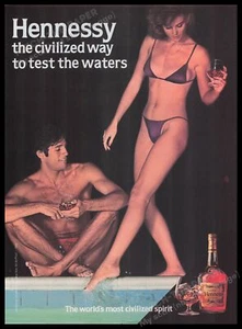 Hennessy Coñac Años 80 Impresión Publicidad Anuncio 1985 Pareja Piscina Ropa Interior - Imagen 1 de 1