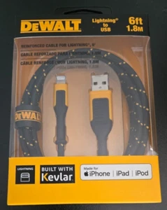 Dewalt USB Charging Cord Reinforced For iPhone/iPad/iPad 6ft/1.8m #DXMA1311325 - Picture 1 of 2