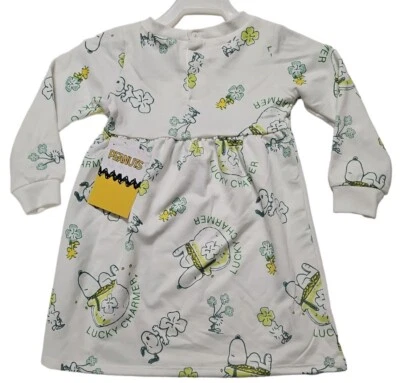 Vestido Peanuts Niñas 2T Snoopy Woodstock Lucky Charmer Trébol Tejido San Patricio NUEVO Foto 1 de 4