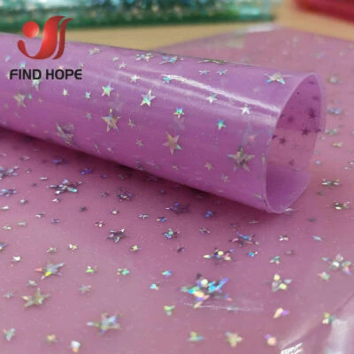 Sparkle Holographic PVC Vinyl Star Fabric DIY Handmade Bow Bag Craft Material A4 - Image 1 of 4