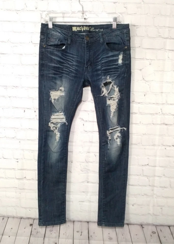 Machine Nouvelle Jeans Women's Size 31 Low Rise Distressed Medium Blue (31x30) - Image 1 of 4