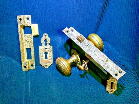 ANTIQUE MORTISE DOOR LOCK ASSY FROM WASH D.C.-1873 RARE AWESOME! -MUST SEE PICS! Cover