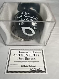 Dick Butkus Signed Inscribed Mini Bears Helmet W/ Mirror Backed Display Case COA - Picture 1 of 9