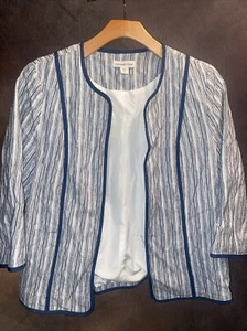 Coldwater Creek 14 Classic Open Jacket White Blue Lined 🧡 - Picture 1 of 7