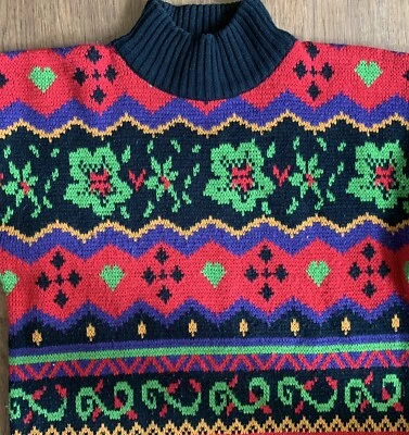 Suéter nostálgico vintage de Jamie Scott con diseños florales coloridos salvajes Foto 1 de 4