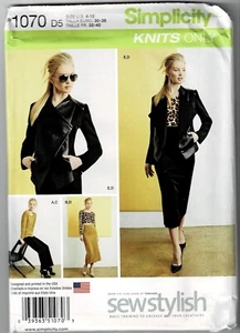 Simplicity 1070 Misses Strick Top Rock Hose Jacke Größe 12-20 UNGESCHNITTEN SEHR GUTER ZUSTAND - Bild 1 von 1