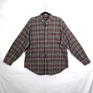 Camisa Ralph Lauren Para Hombre Talla Grande 16.5 Oliva Cuadros Marrón Poni 100% Algodón Preppy - Imagen 1 de 7