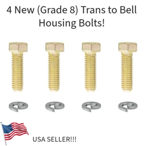 4 (GRADE 8!) TRANS TO BELL HOUSING BOLTS! FOR NOVA C10 CHEVELLE CORVETTE GTO ETC - Picture 1 of 1