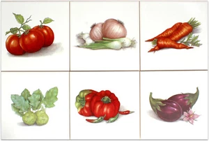 Küchenfliesen im Set 15x15 mit verschiedenem Gemüse, Kürbis, Dekore, Küchenmotiv - Bild 1 von 5