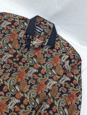 Barabas 男式纽扣长袖佩斯利灯芯绒地毯男式中号 — 第 1/4 张图片