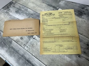 1919 Individual Income Tax Return Form NEW YORK STATE W/ ENVELOPE Unmarked Rare - Picture 1 of 8