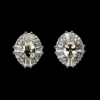 925 Sterling Silver Earrings Oval Aquamarine 6x4mm Natural Gemstone Jewelry - Image 1 of 4