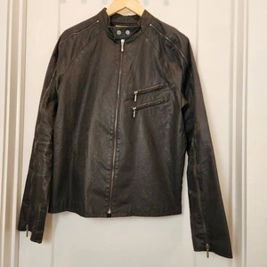 Vintage Marciano Guess Punk Biker Streetwear Coated Denim Jacket Size L - Picture 1 of 16