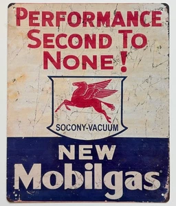 Metallschild Vintage Style - Mobilgas Motor Oil Performance 10x8 Zoll [MOB1] - Bild 1 von 2