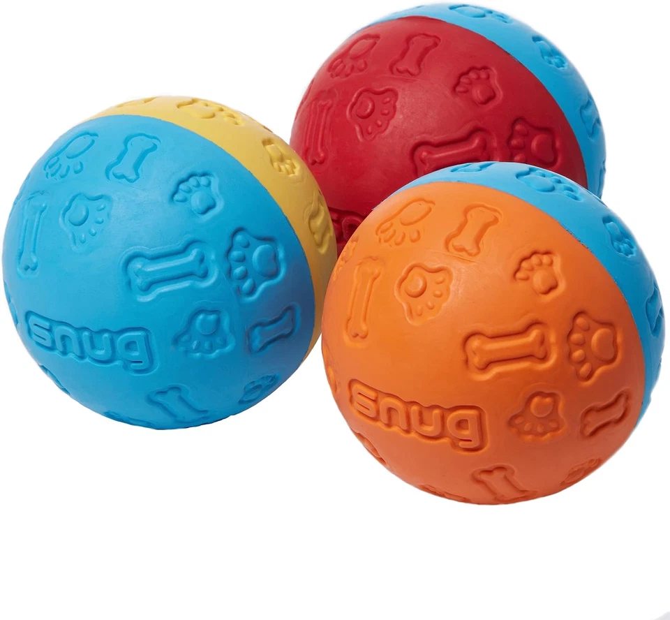 Snug Rubber Dog Balls for Small and Medium Dogs - Tennis Ball Size - Virtually I