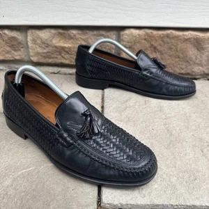 Zapatos Mocasines Allen Edmonds Lucera Para Hombre Talla 9.5D Negro Tejido Cuero Borla - Imagen 1 de 14