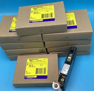 Lot of 10 New Circuit Breakers Square D QO120CAFI 20 Amp 1 Pole 120V AFCI @@