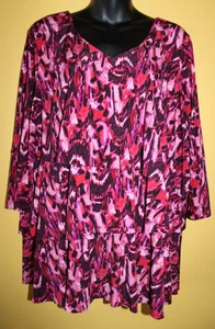 Top QVC Susan Graver 2x rosa tejido líquido capas mangas 3/4 - Imagen 1 de 5