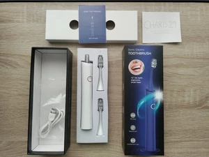 Cepillo de dientes eléctrico sónico recargable IPX7 impermeable con 2 cabezales (blanco) - Imagen 1 de 16