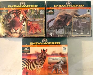 Kits artesanales de especies en peligro de extinción (3) cebra/tigre/elefante de DMC - ¡Sin abrir de colección! - Imagen 1 de 7