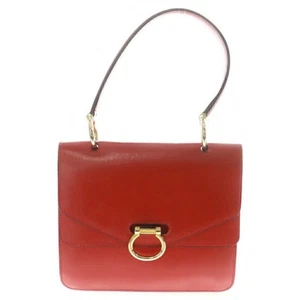 Celine Double Flap Top Handle Handbag Red Leather Used Condition B - Zdjęcie 1 z 7
