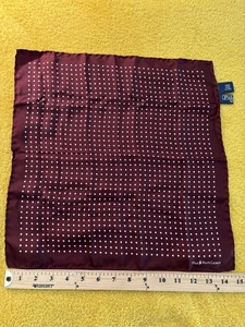 Polo Ralph Lauren Burgundy White Dots 15" Silk Pocket Square Handmade in Italy - Picture 1 of 5