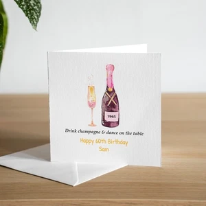 Personalised Handmade 60th Birthday Card For Her Mum Friend Sister Champagne - Picture 1 of 2