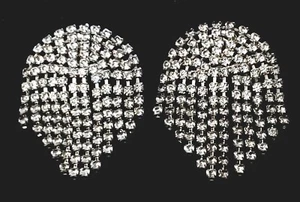 Vintage Chandelier Dangle Clear Rhinestone Silver Tone Clip On Earrings Pat Pend - Picture 1 of 11