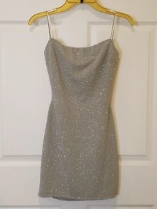 NWT Windsor Women's Sage Silver Glitter Mini Dress ~ Prom Hoco ~ Sz M - Picture 1 of 7