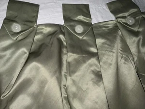CUSTOM ROBERT ALLEN TAP TOP CUSTOM DRAPES~GREEN SATEEN~71”LONG - Picture 1 of 4