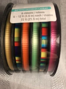 CELEBRATE IT RIBBON GIFT COLORFUL NEW 6 ribbons 12’ each= 72’ total. Bright Sale - Picture 1 of 4