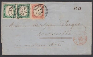 SARDINIA 1856, COVER FROM NIZZA MARITTA TO MARSEILLES - (Sc #10e) - Picture 1 of 3