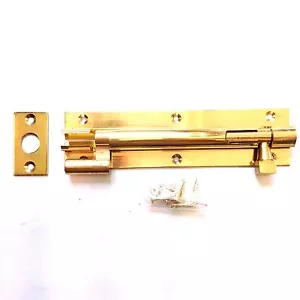 Heavy Duty Barrel Bolt Solid Polished Brass Necked 6"/ 152mmx 38mm inc Screws - Picture 1 of 1