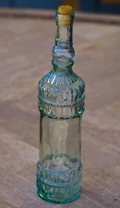 Botella jarra de aguamarina Vetreria Etrusca de vidrio artístico vintage hecha en Florencia Italia - Imagen 1 de 5
