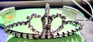 Morris~Tiara Rhinestone Small Silver Color Comb Attached - Picture 1 of 12