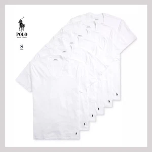 NWT - 6 Pack Polo Ralph Lauren Classic Fit V-Neck White Undershirts Sz SM - $64 - Picture 1 of 7