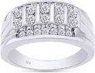 1ct Lab Created Moissanite Mens Wedding Band Ring Sterling Silver