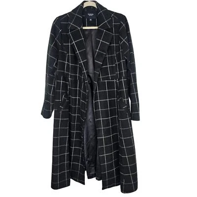 Torrid Trench Coat Sweater Jacket Womens 00 Black Ivory Plaid Trench Coat Women - Image 1 of 4