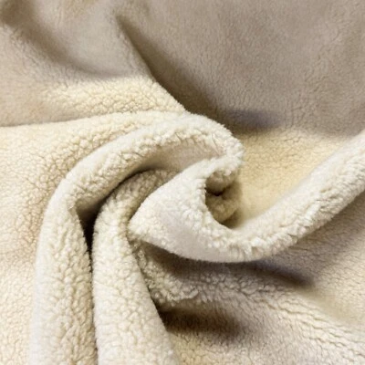 Webpelz Kurzhaar Teddy gekräuselt Creme kuscheliges Kunstfell Stoff Fell weich - Bild 1 von 4